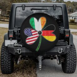 American German Irish DNA Spare Tire Cover Leather Universal Fit for Jeep Trailer Rv Suv Truck with Camera Hole 1